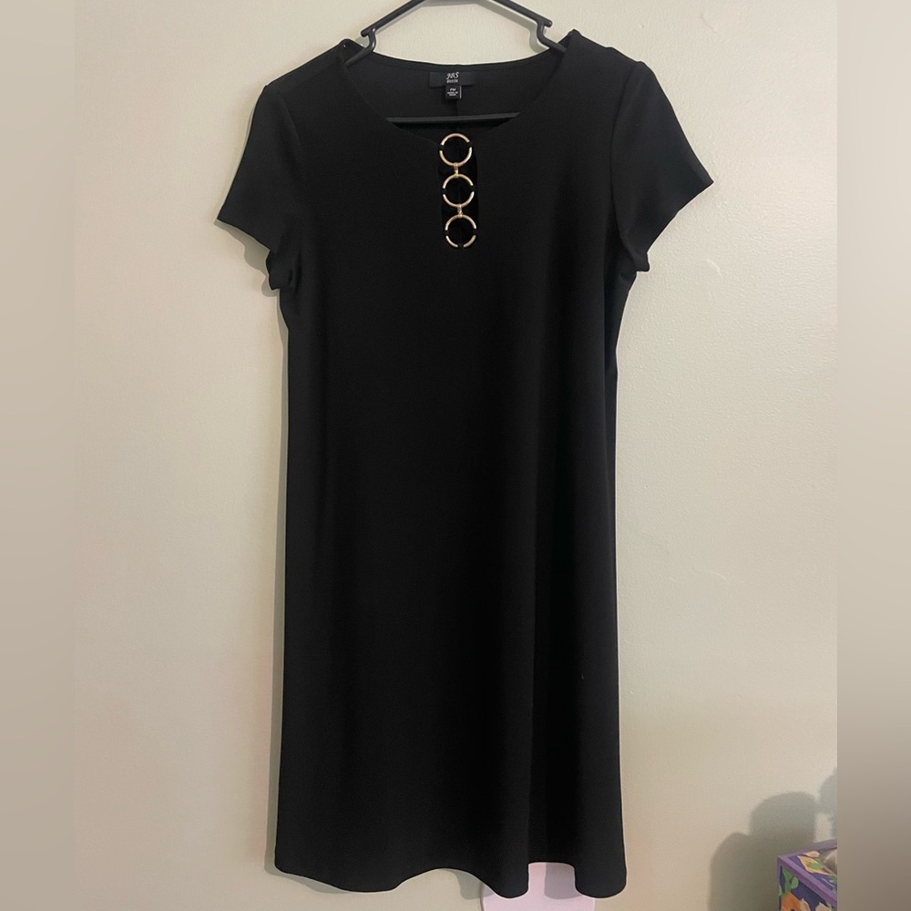 Elegant Black Dress with Gold Accents